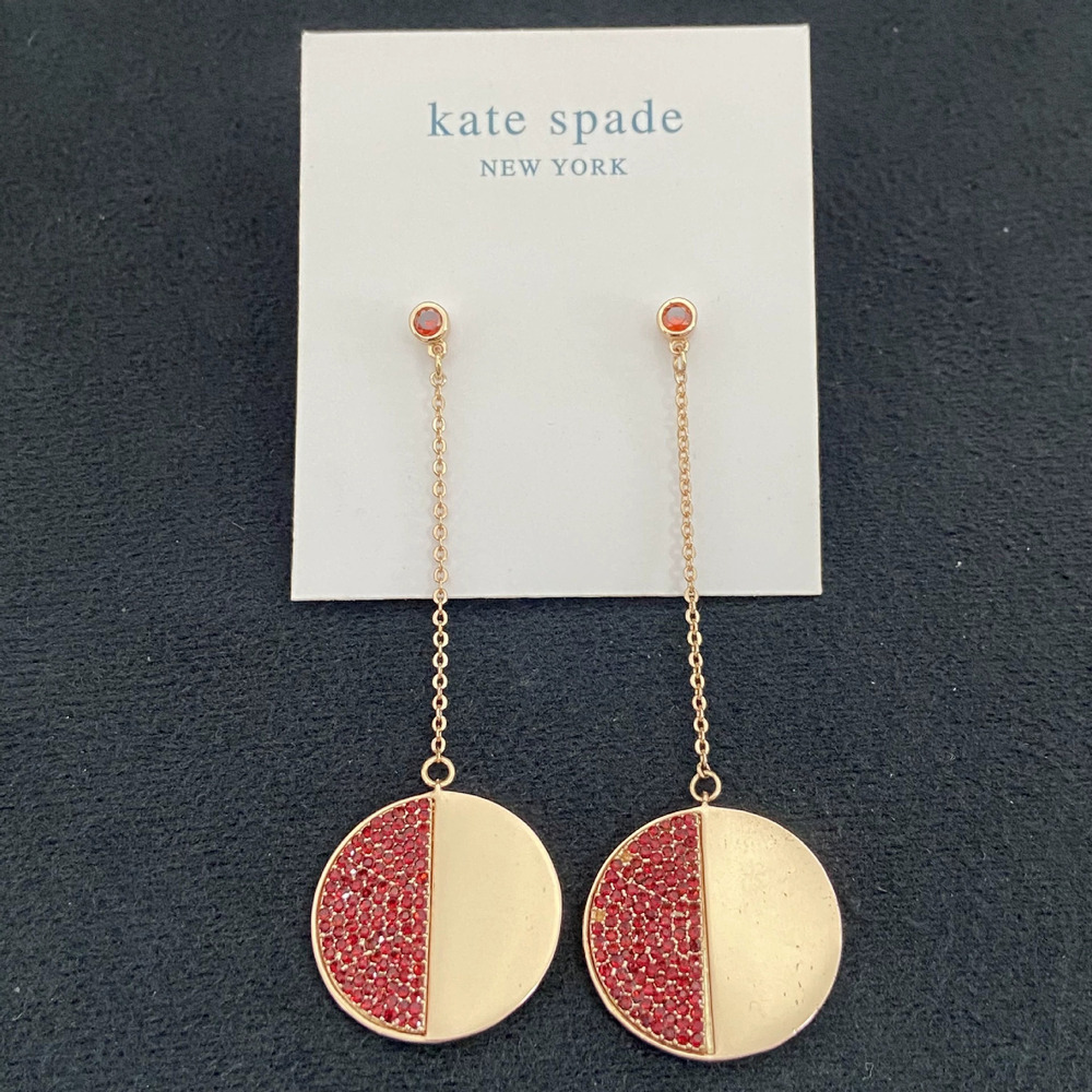 Kate SPADE Rhinestone Round Metal Drop Earrings - Picture 2 of 8